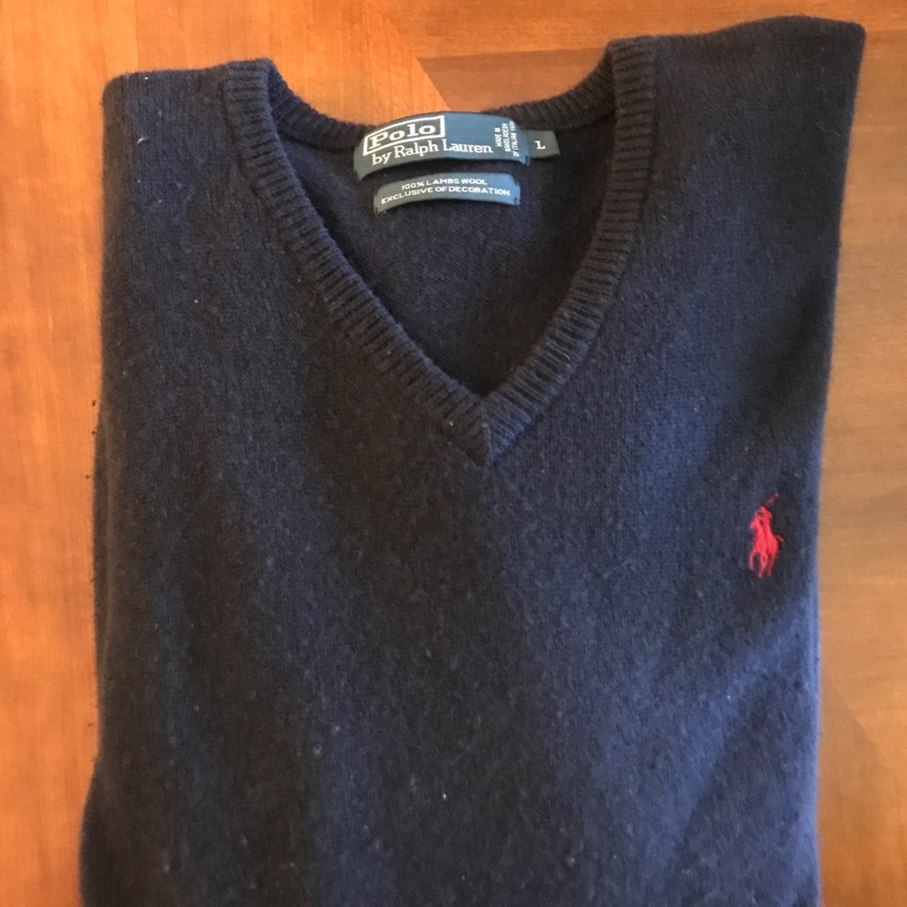 Ralph Lauren Poli Blue V-Neck Sweater